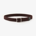 Cintura elastica in tela intrecciata marrone scuro con fibbia quadrata in argento - Regolare / caffè