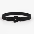 Cintura larga in PU nero glitterato con texture a griglia e fibbia ad ardiglione quadra - Nero