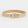 Cintura donna vintage oro chiaro glitterata con texture a scacchi e fibbia in metallo - Oro Chiaro