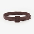 Classic brown braided waist belt for women with a matching fabric-covered square buckle - Coffee