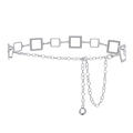 Chaîne de taille argentée avec maillons carrés évidés et pendentif circulaire - Style Carré Argenté (z240 Argenté)
