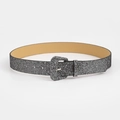 Elegant women's wide glitter belt with sparkling rhinestones and square needle buckle - Silver Gray