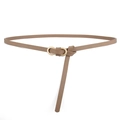Eleganter khaki-schmaler Gürtel mit mattgoldener Schnalle für Kleider - Khaki