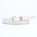 Cintura sottile da donna in pelle bianca con elegante fibbia quadrata dorata - Bianco