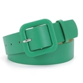 Schicker smaragdgrüner Ledergürtel mit farblich passender quadratischer Schnalle - Grün / 105cm x 3,8cm
