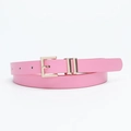 Ceinture fine rose pour femme avec boucle carrée dorée et passants métalliques - Rose rouge