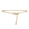 Minimalist champagne gold slim belt for women featuring an oval metal buckle - Gold