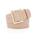 Elegante cintura in pelle nude da donna con fibbia rettangolare dorata per i vestiti - 105cmx5.8cm / Rosa