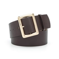 Cintura larga marrone scuro da donna con una grande fibbia rettangolare in metallo dorato - 105cmx5.8cm / caffè