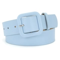 Schicker hellblauer Damen Gürtel aus Kunstleder mit großer quadratischer Schnalle - Himmelblau / 105cm x 3,8cm