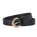 Eleganter schwarzer Ledergürtel für Damen mit goldener Halbmondschnalle und Straßsteinen - 106x2.4 / Schwarz