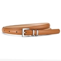 Cinturón fino de cuero marrón con hebilla cuadrada plateada para jeans y vestidos - Camel