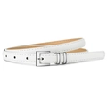 Cinturón delgado de cuero blanco minimalista para mujer con hebilla plateada cuadrada pulida - Blanco