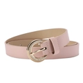 Eleganter hellrosa PU-Ledergürtel für Damen mit goldener, strassbesetzter Rundschnalle - 106x2.4 / Rosa