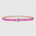 Minimalistischer Damen-Schmalgürtel aus pinkem Leder mit silberner Dornschließe - Fuchsia