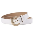 Elegant white belt with crescent-shaped gold buckle inlaid with sparkling rhinestones - 106x2.4 / White