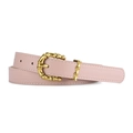 Pink PU leather belt for women featuring a golden bamboo-shaped alloy pin buckle - Pink