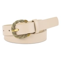 Vintage beige PU leather belt with a golden circular twisted buckle for dresses - Regular / Khaki