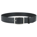Ceinture noire minimaliste en cuir pour femme avec boucle rectangulaire argent mat - Noir+Boucle Argentée