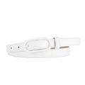 Slim white PU leather belt for women featuring a minimalist oval pin buckle - Standard Size / White