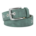 Ceinture vintage en cuir PU bleu sarcelle pour femme avec boucle argentée et œillets - Vert