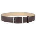 Ceinture en cuir marron foncé pour jeans avec boucle à ardillon en argent mat élégante - café