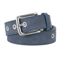 Ceinture vintage en cuir PU bleu pour femme avec boucle ardillon argentée et œillets - Bleu marine