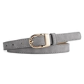Damen-Gürtel aus mattem PU-Leder in Dunkelgrau mit polierter goldener D-Ring-Schnalle - Grau