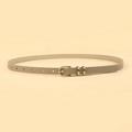 Modischer Damen-Gürtel aus taupefarbenem PU-Leder mit eleganter goldener Nadelschließe - 112 / 112cmx1.4cm / Khaki