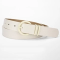 Ceinture femme minimaliste en similicuir blanc crème avec une boucle ardillon ronde - 106cmx2.8cm / Blanc
