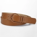 Ceinture vintage en similicuir marron avec boucle ronde pour jeans et pantalon - 106cmx2.8cm / Camel