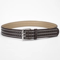Ceinture en cuir punk marron foncé avec trois rangées de rivets et motifs d'étoiles - 107cmx3.8cm / café