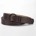 Ceinture en similicuir marron foncé avec boucle ronde et texture grainée mode - 106cmx2.8cm / café