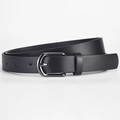Polished black PU leather belt with gunmetal needle buckle for men and women - 106cm x 2.3cm / Black
