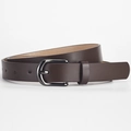 Dark brown PU leather belt with gunmetal buckle in a stylish coiled display - 106cm x 2.3cm / Coffee