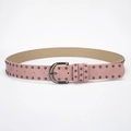 Cintura punk rosa in pelle PU con tre file di borchie in metallo scuro e fibbia grigia - Lunghezza 107 Larghezza 3.3 / Rosa