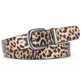 Women's leopard print faux leather belt with metal pin buckle for jeans and trousers - Leopard Print