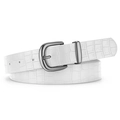 Cintura da donna bianca con stampa coccodrillo e fibbia ad ardiglione argento - Motivo coccodrillo / Bianco