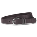 Bohemian glanzende riem met krokodillenstructuur en zilveren hoefijzer gesp voor dames - 105x1.8cm / koffiekleur
