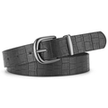 Cintura da donna in similpelle nera con trama a coccodrillo e fibbia in metallo grigio - Motivo coccodrillo / Nero