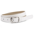 Minimalist white leather belt for girls with silver horseshoe buckle for jeans - Regular Width Regular Length / White