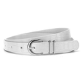 Witte dunne riem met krokodillenreliëf en zilveren hoefijzervormige gesp - 105x1.8cm / Wit