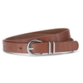 Bruine riem met krokodillenpatroon, zilveren hoefijzergesp en dubbele lussen - 105x1.8cm / camel
