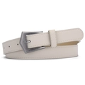 Beige faux leather belt with a vintage silver pentagon buckle and fine stitching - 106cm / Beige