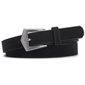 Women's black faux suede belt featuring a vintage silver-tone pentagon buckle design - 106cm / Black