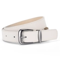 Cintura minimalista da donna in ecopelle avorio con fibbia in metallo scuro - Beige