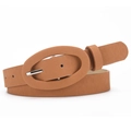 Classic brown leopard oval buckle belt for women with elegant lychee pattern texture - Camel