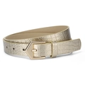 Cintura da donna color oro champagne in PU con trama coccodrillo e fibbia a freccia - Oro