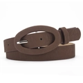 Ceinture marron avec boucle ovale à motif léopard et texture d'écorce boisée - Café / 106*2.4