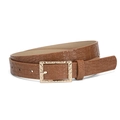 Ceinture marron pour femme avec texture crocodile et boucle dorée martelée de style - 105cm / Camel